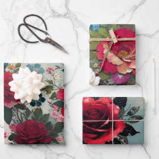 Feuille De Papier Cadeau Roses Anciennes
