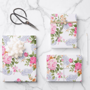 Feuille De Papier Cadeau Roses et bourgeons