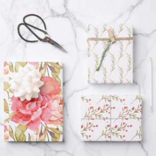 Feuille De Papier Cadeau Roses féminins de l'aquarelle