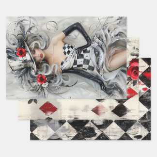 Feuille De Papier Cadeau Roses Harlequin