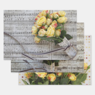 Feuille De Papier Cadeau Roses jaunes