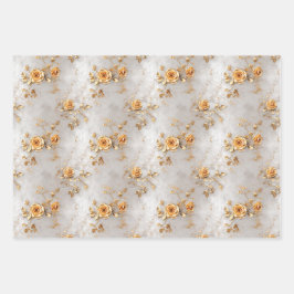 Feuille De Papier Cadeau Roses jaunes romantiques