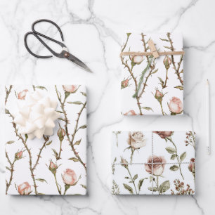 Feuille De Papier Cadeau Roses Roses Fleurs Rose Foncé Anniversaire