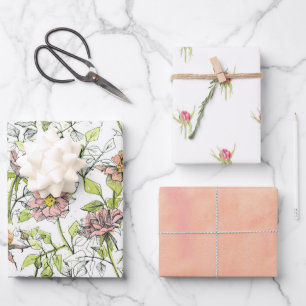 Feuille De Papier Cadeau Roses roses roses fleurs rosebud Melon orange 