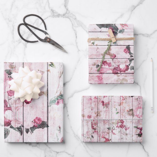 Feuille De Papier Cadeau Roses roses roses roses Chic (Recto)