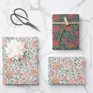 Feuille De Papier Cadeau Roses rouges et roses parfaites de style victorien