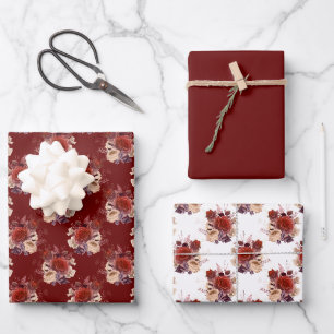 Feuille De Papier Cadeau Roses rouges romantiques Floral