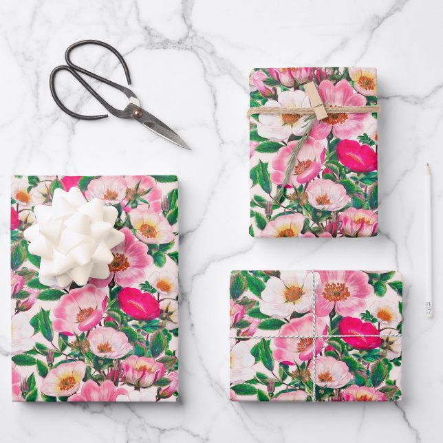 Feuille De Papier Cadeau Roses sauvages (Recto)