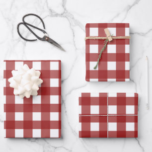 Feuille De Papier Cadeau Rouge blanc En vichy chèque effectué