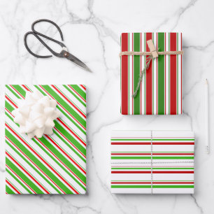 Feuille De Papier Cadeau Rouge, Blanc, Vert Coloré Lignes Thématiques de No