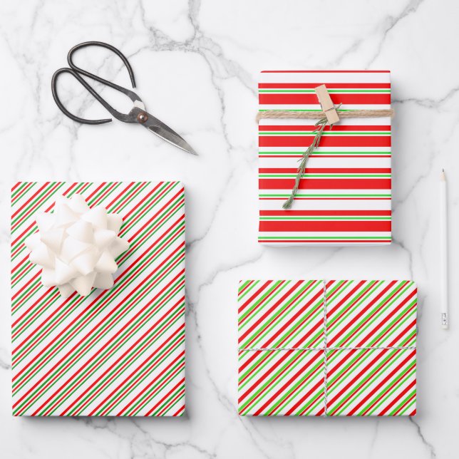Feuille De Papier Cadeau Rouge, blanc, vert style Noël Motif (Recto)
