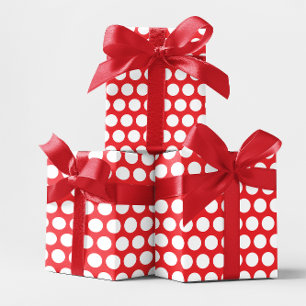 Feuille De Papier Cadeau Rouge et Blanc à pois