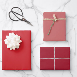 Feuille De Papier Cadeau Rouge Feu Nuances Écarlates Flous 3 Tons