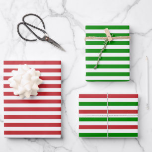 Feuille De Papier Cadeau Rouge foncé, vert et blanc