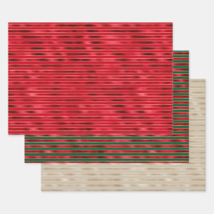 Feuille De Papier Cadeau Rouge Glam Gold Stripes