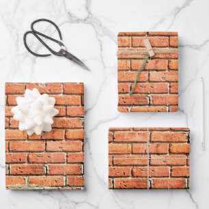 Feuille De Papier Cadeau Rouge Orange Petit Mur de Brick Urbain