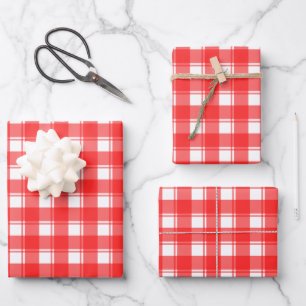 Feuille De Papier Cadeau Rouge sur blanc Motif rétro