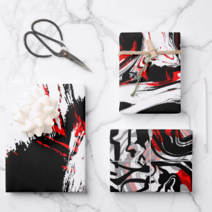 Feuille De Papier Cadeau Rouges dustatiques noirs blancs