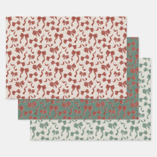 Feuille De Papier Cadeau Ruban et noeuds vintage aquarelle sur lin (Multico