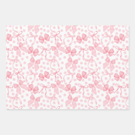 Feuille De Papier Cadeau Rubans roses et points