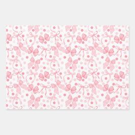 Feuille De Papier Cadeau Rubans roses et points rose foncé