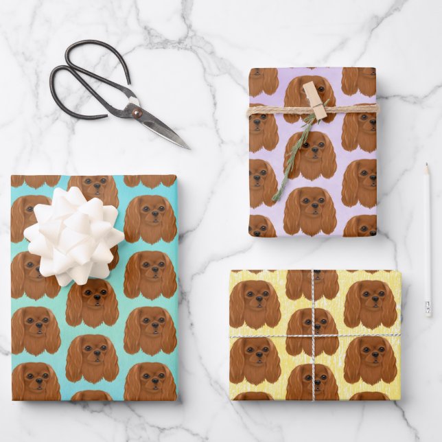 Feuille De Papier Cadeau Ruby Cavalier King Charles Spaniel  (Recto)