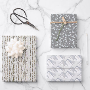 Feuille De Papier Cadeau Russe neige hiver aquarelle Motif Noël
