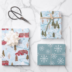 Feuille De Papier Cadeau Russe Red Grange Pays Noël hiver