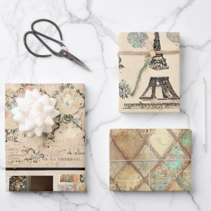 Feuille De Papier Cadeau Russe Vintage Paris romantique