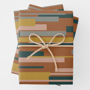 Feuille De Papier Cadeau Rust Motif géométrique moderne Wright du milieu du