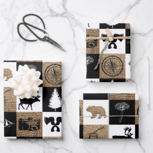 Feuille De Papier Cadeau Rustic Camping Extérieur Aventure