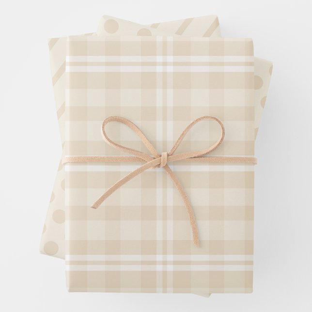 Feuille De Papier Cadeau Rustic Country Chic Cream Plaid, Dots & Stripes (Rustic Country Chic Cream Plaid, Dots & Stripes Wrapping Paper Sheets)