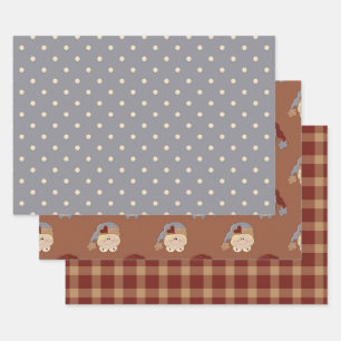 Feuille De Papier Cadeau Rustic Primitive Country Homespun and Hearts 