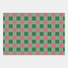 Feuille De Papier Cadeau Rustique Green Plaid Motif Noël