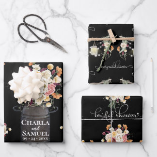 Feuille De Papier Cadeau Rustique Mason Jar Aquarelle Mariage personnalisé