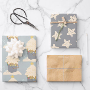 Feuille De Papier Cadeau Sable de Noël de plage