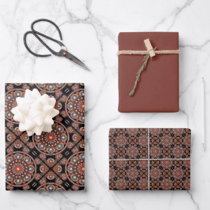 Feuille De Papier Cadeau Safari Sunset Bohemian Star Fall Mandala Carrelé