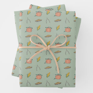 Feuille De Papier Cadeau Sage Automne Harvest Festival Joli Thanksgiving