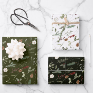 Feuille De Papier Cadeau Sage Vert Noël Moderne Minimal Botanique