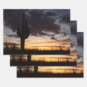Feuille De Papier Cadeau Saguaro Sunset III Arizona Desert Paysage