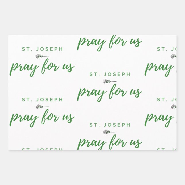 Feuille De Papier Cadeau Saint Joseph Priez pour nous (Devant 3)