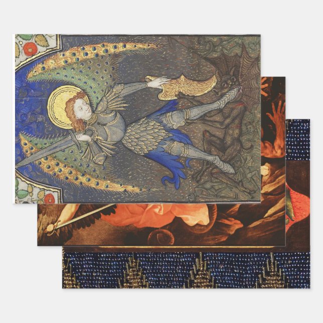 Feuille De Papier Cadeau Saint Michel l'Archange (Lot)