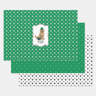 Feuille De Papier Cadeau Saint Patrick's Day Golden Retriever Chien