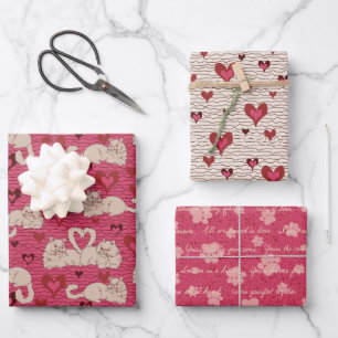 Feuille De Papier Cadeau Saint Valentin Cat Tails of Love