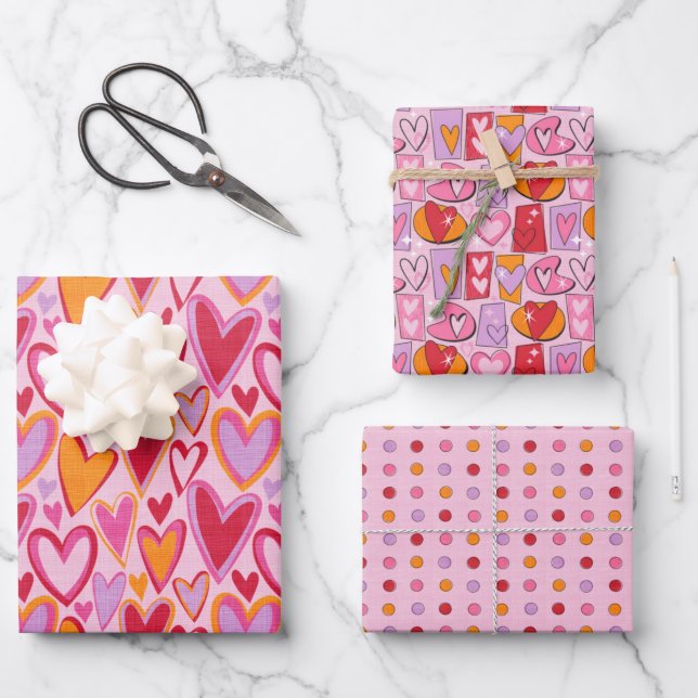 Feuille De Papier Cadeau Saint-Valentin / Ensemble cadeau d'amour (Recto)