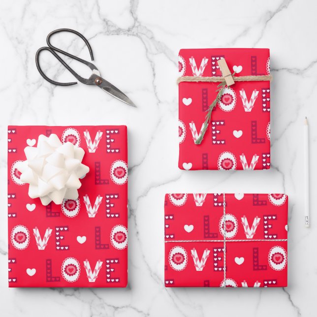 Feuille De Papier Cadeau Saint Valentin Romance Amour Amour Amour (Recto)