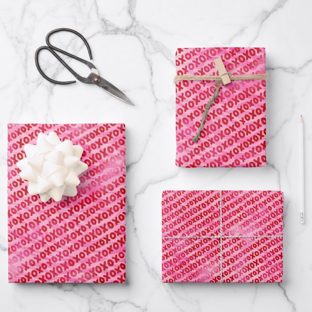 Feuille De Papier Cadeau Saint Valentin X et O (Recto)