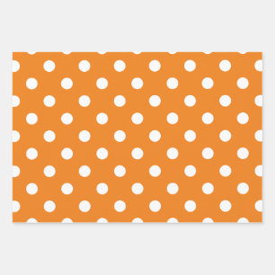 Feuille De Papier Cadeau Saison automne blanc Polka Motif