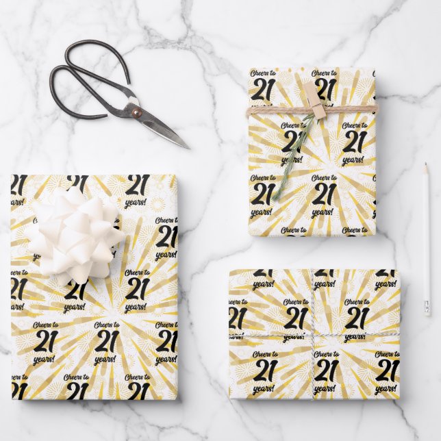Feuille De Papier Cadeau Salut à 21 ans ! (Recto)