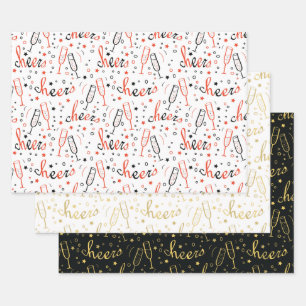 Feuille De Papier Cadeau Salutations Champagne Noël et Nouvel An